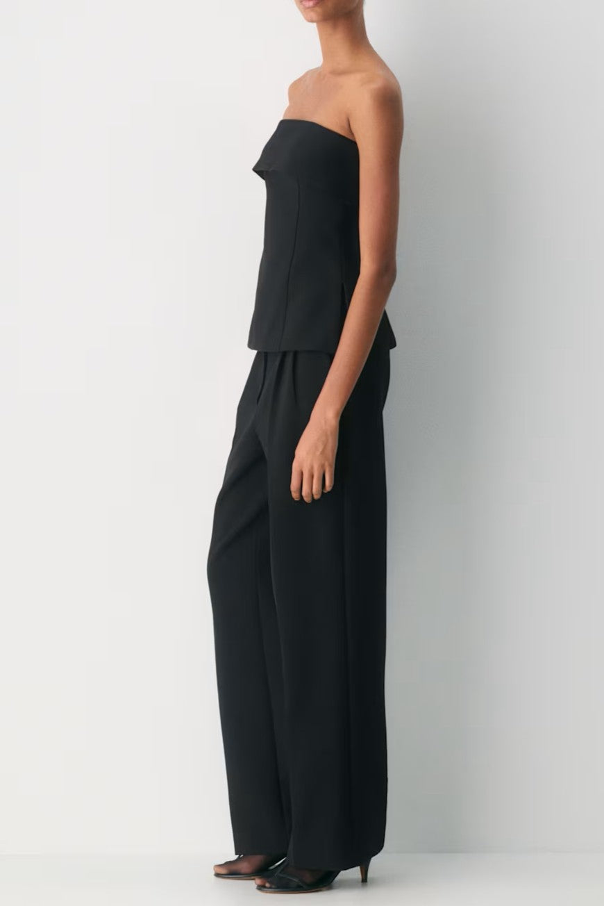 Black Fold-Over Strapless Top