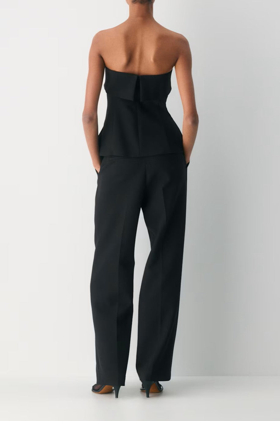 Black Fold-Over Strapless Top