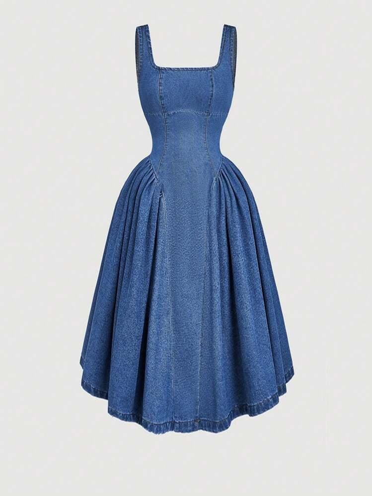 Women Sleeveless Denim Casual Dress