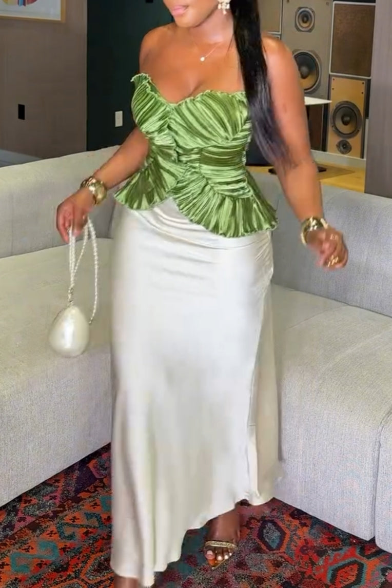 Satin Solid Color Bodycon Maxi Skirt