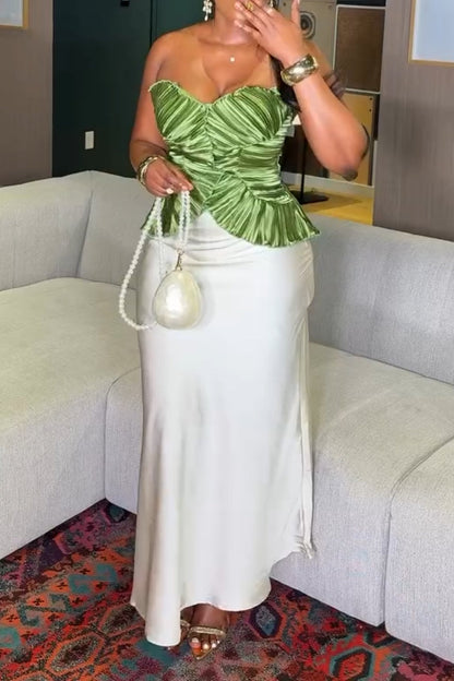 Satin Solid Color Bodycon Maxi Skirt