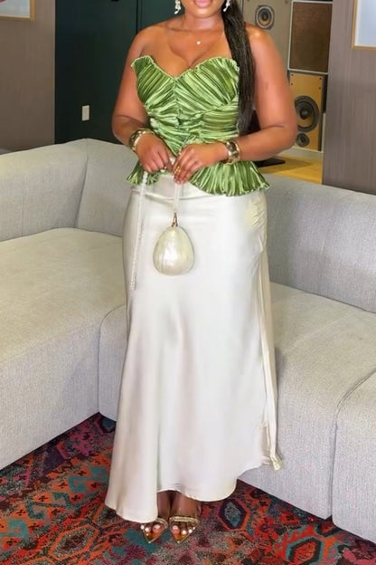 Satin Solid Color Bodycon Maxi Skirt