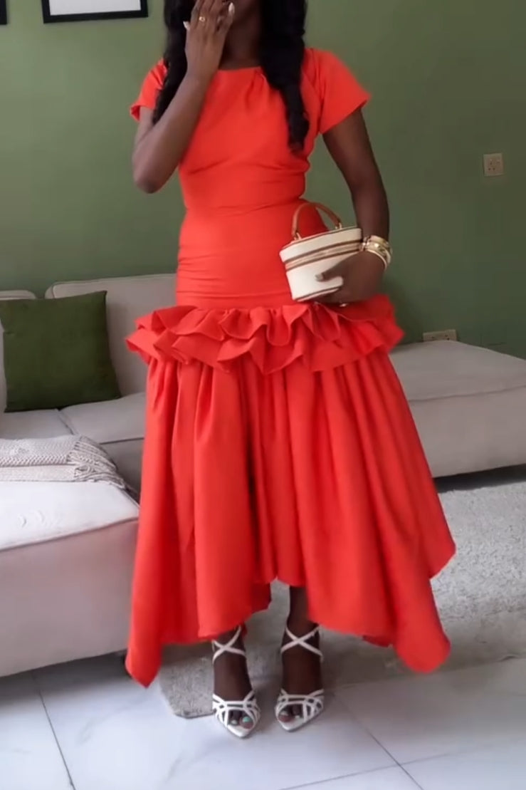 Square Neck Ruffle Tiered Maxi Dress