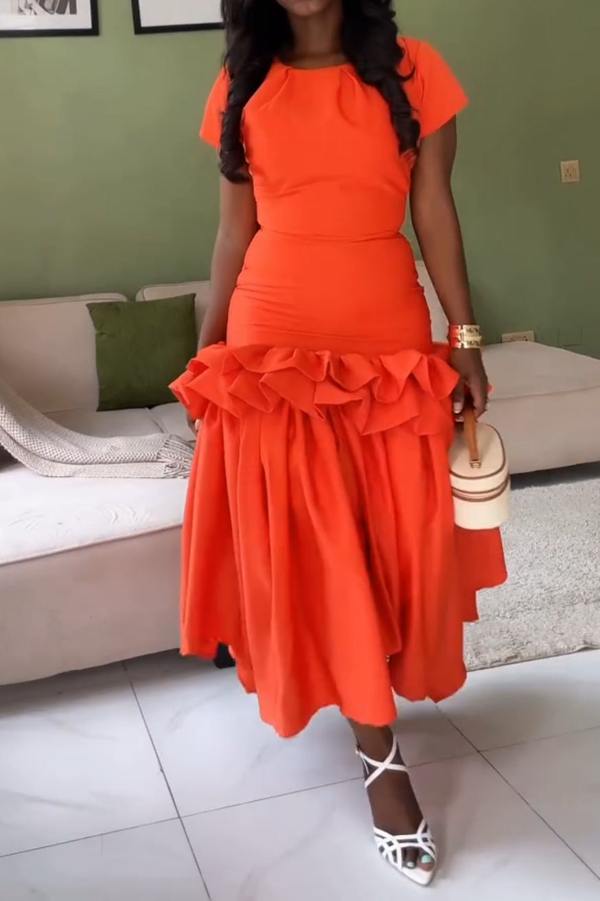 Square Neck Ruffle Tiered Maxi Dress