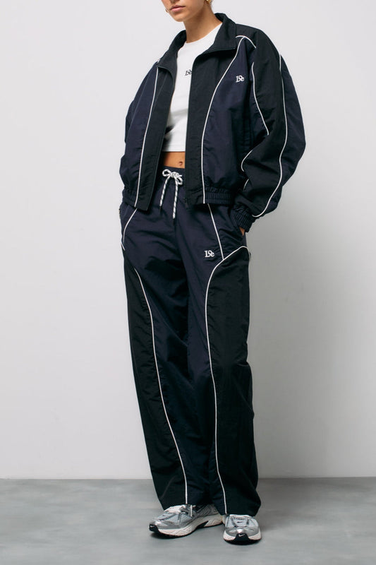Panelled Track Jacket with White Contrast Piping