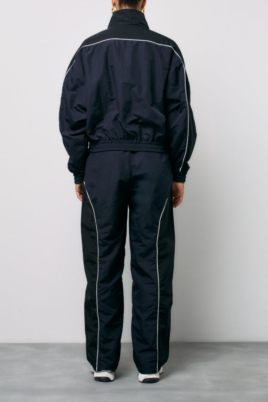 Panelled Track Jacket with White Contrast Piping