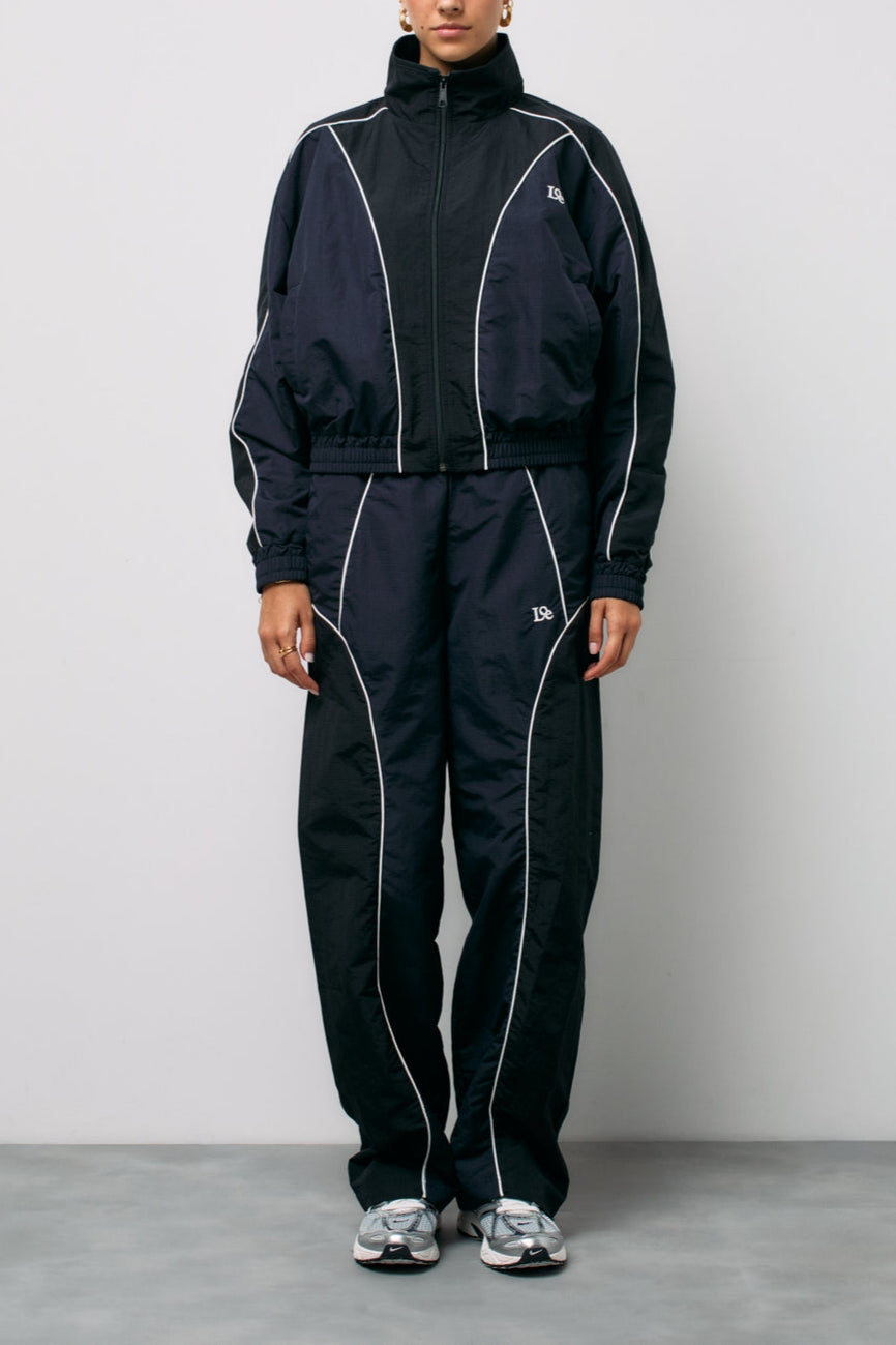 Panelled Track Jacket with White Contrast Piping