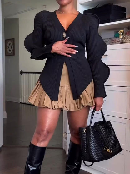 Elastic Waist Mini A-Line Skirt