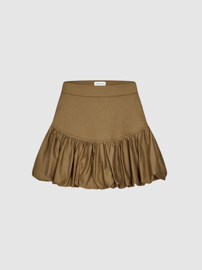 Elastic Waist Mini A-Line Skirt