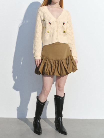 Elastic Waist Mini A-Line Skirt