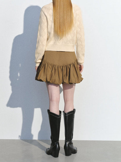 Elastic Waist Mini A-Line Skirt