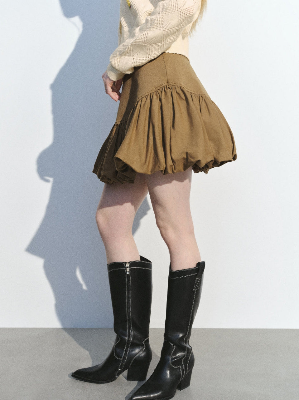 Elastic Waist Mini A-Line Skirt