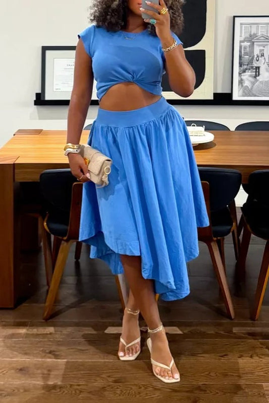 Cornflower Blue Tee Skirt Set