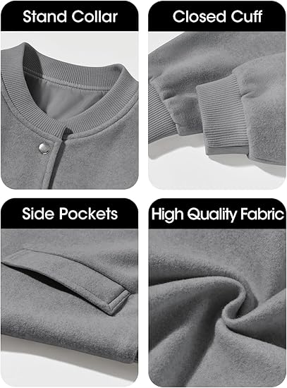 Cropped Bomber Jacket Blend Varsity Short Pea Coats