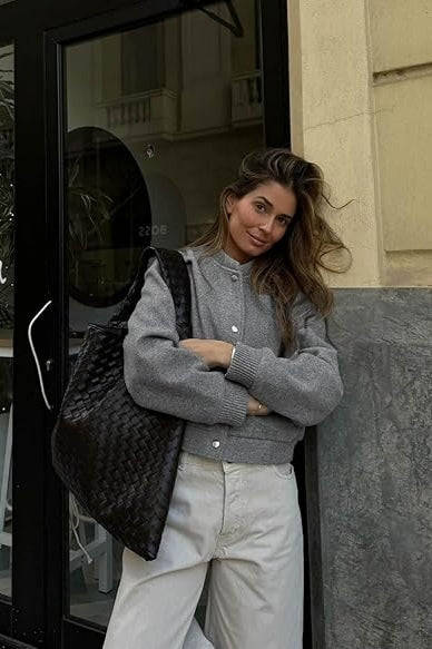 Cropped Bomber Jacket Blend Varsity Short Pea Coats