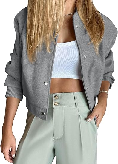 Cropped Bomber Jacket Blend Varsity Short Pea Coats
