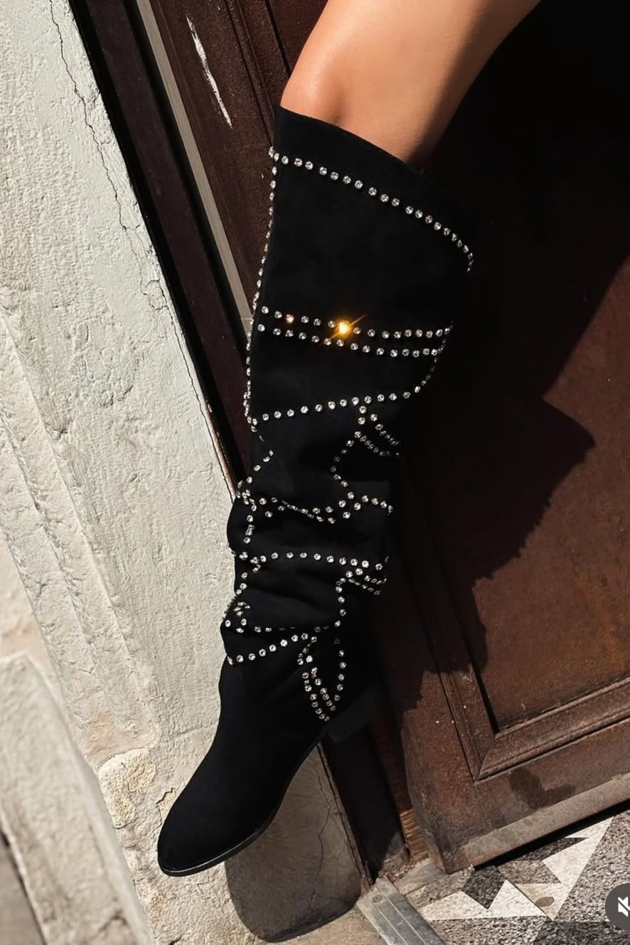 Diamond Crystal Embellished Soft Boots