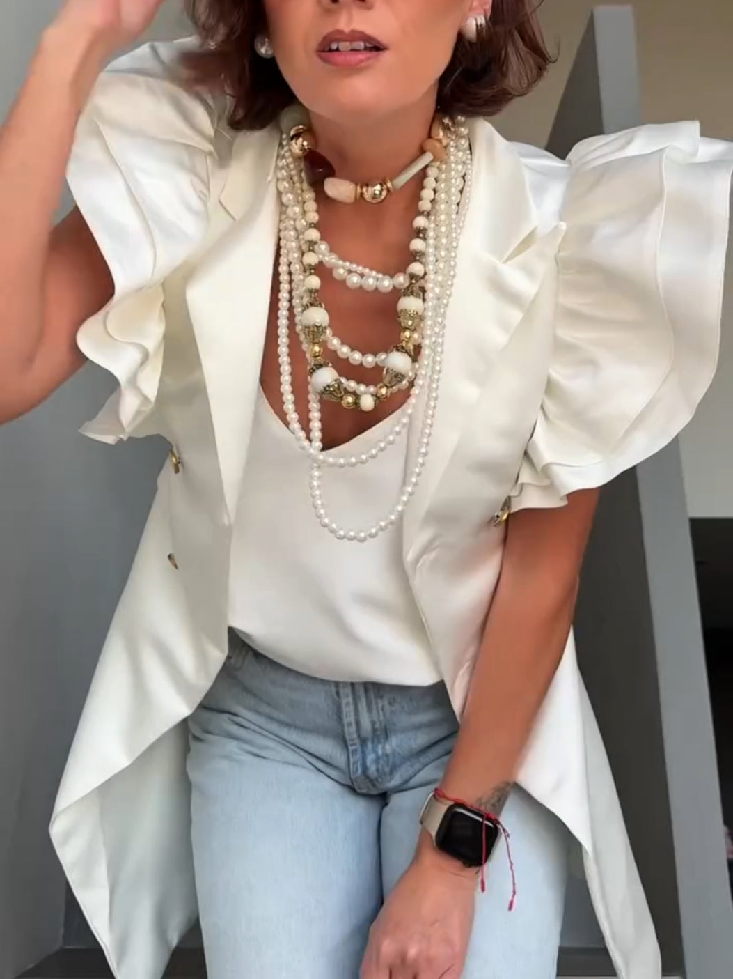 Sleeveless Folds Suit Mini Dress