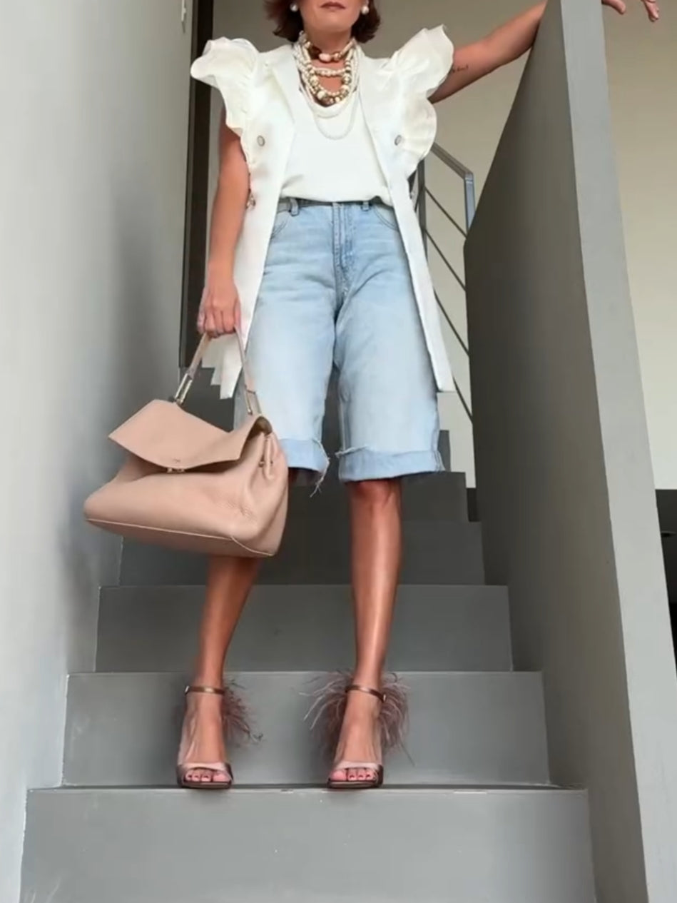 Sleeveless Folds Suit Mini Dress