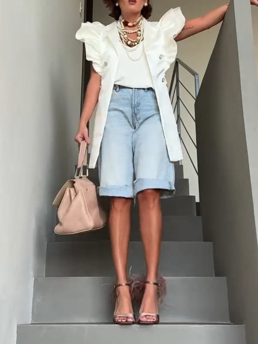 Sleeveless Folds Suit Mini Dress