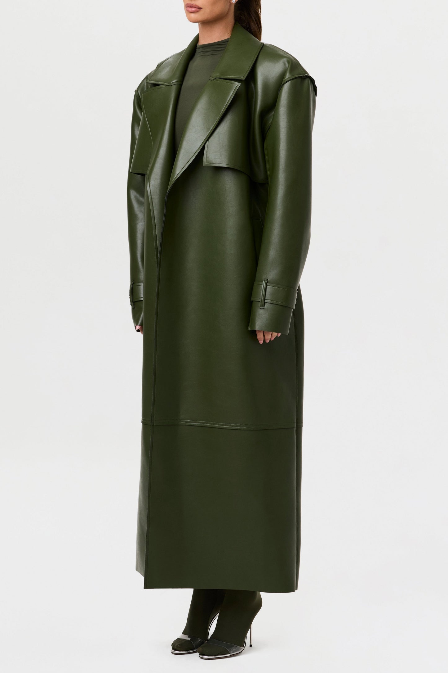 Vegan Leather Trench Coat