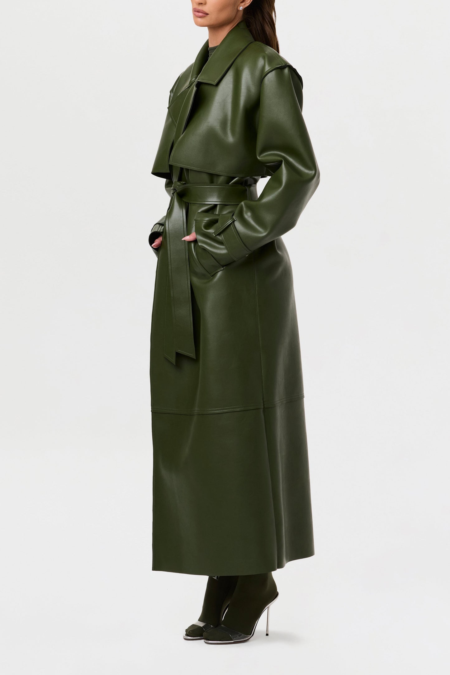 Vegan Leather Trench Coat