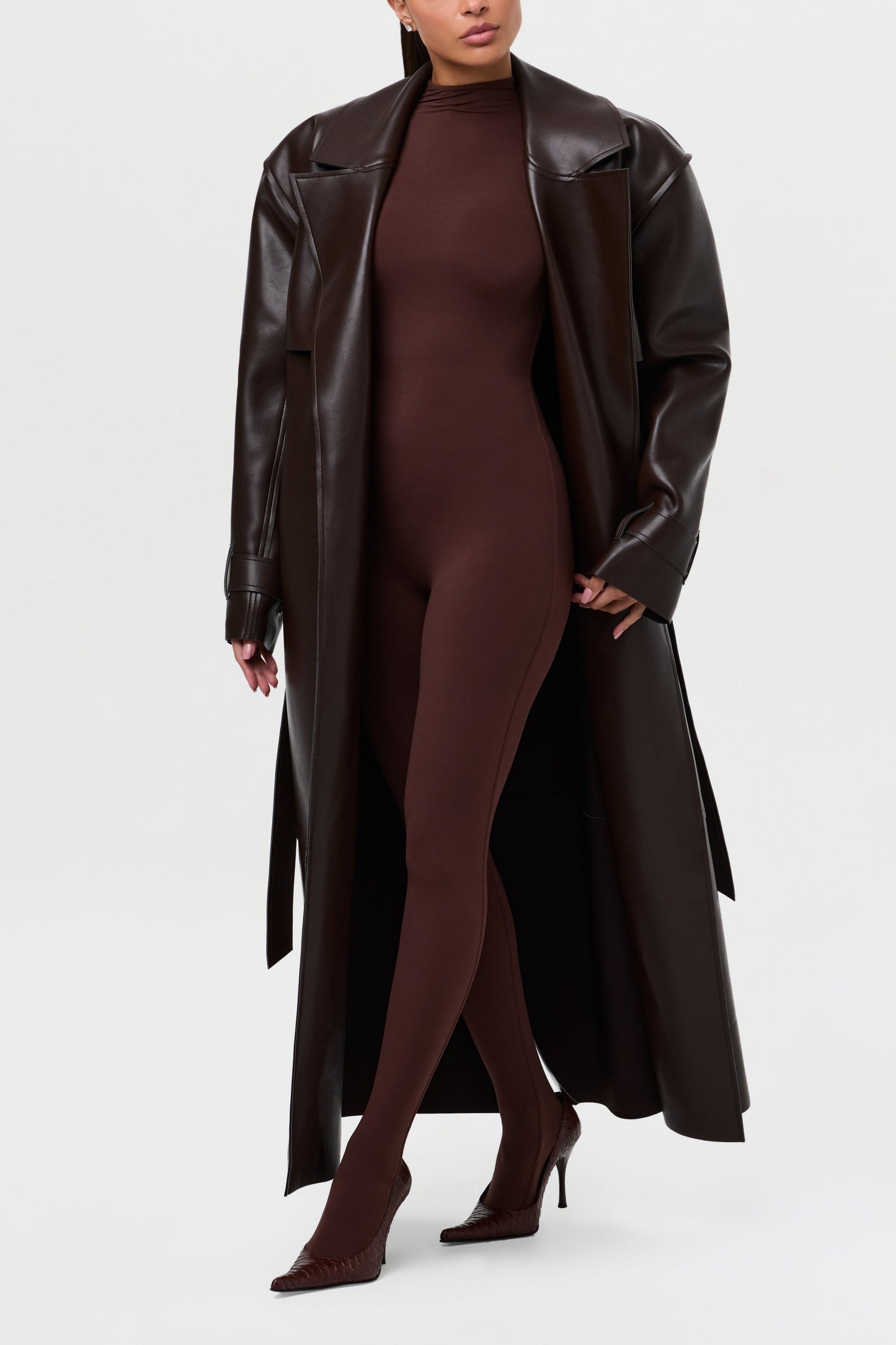 Vegan Leather Trench Coat