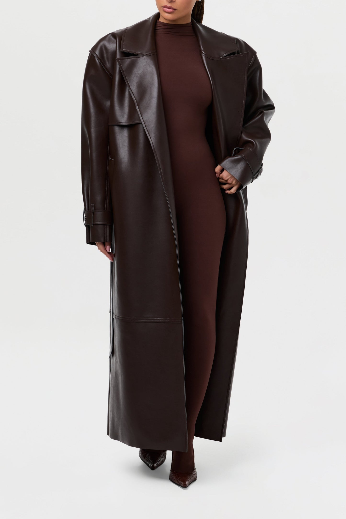 Vegan Leather Trench Coat