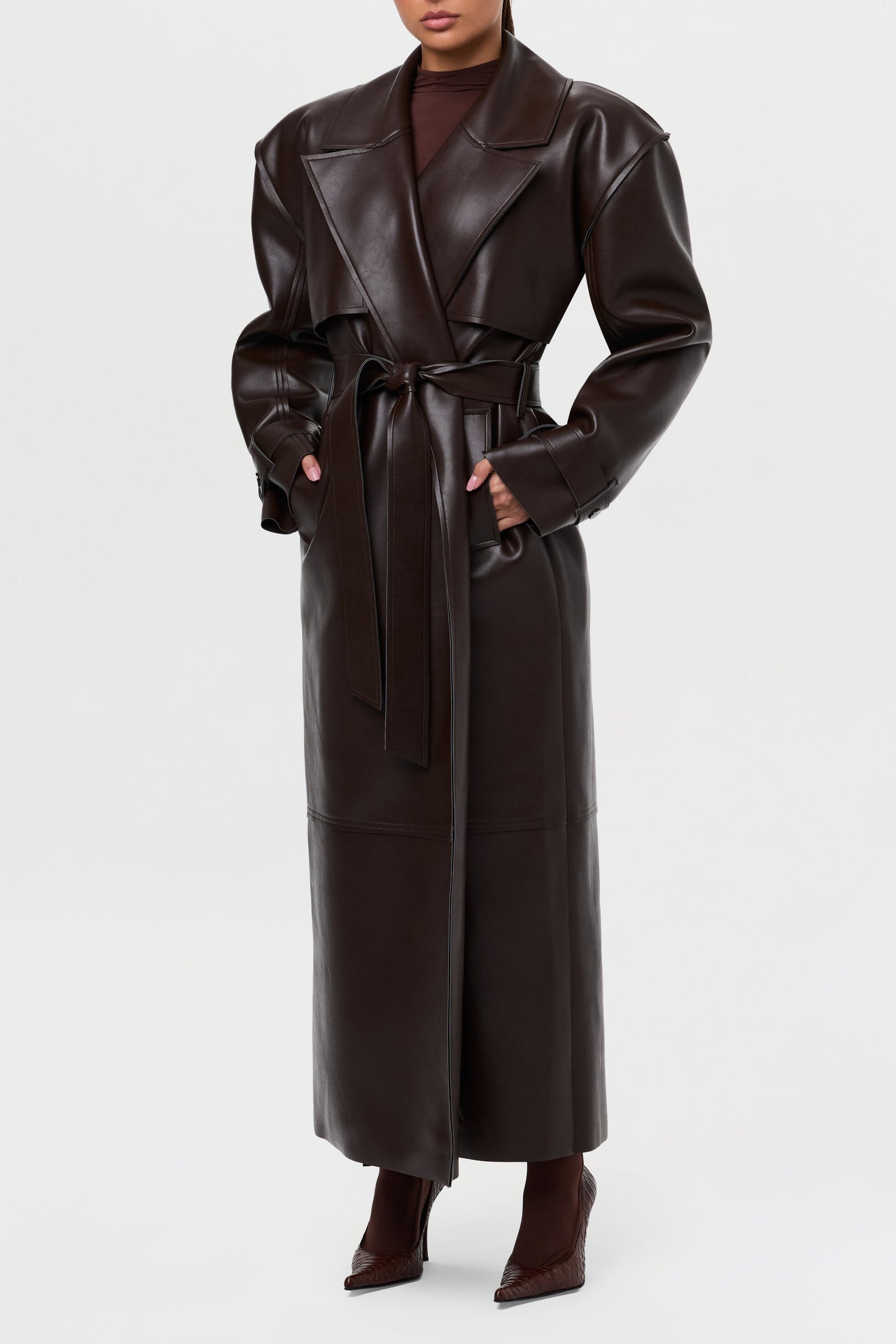 Vegan Leather Trench Coat