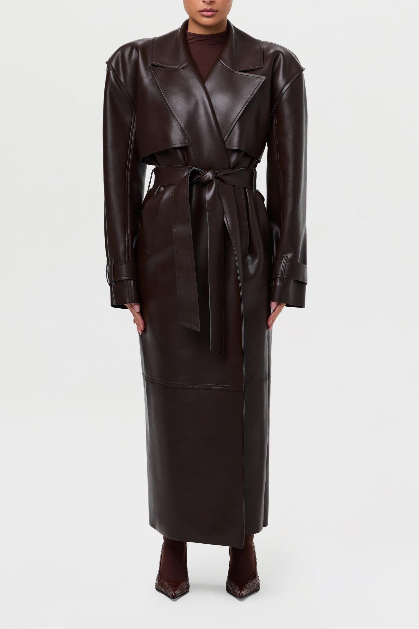 Vegan Leather Trench Coat