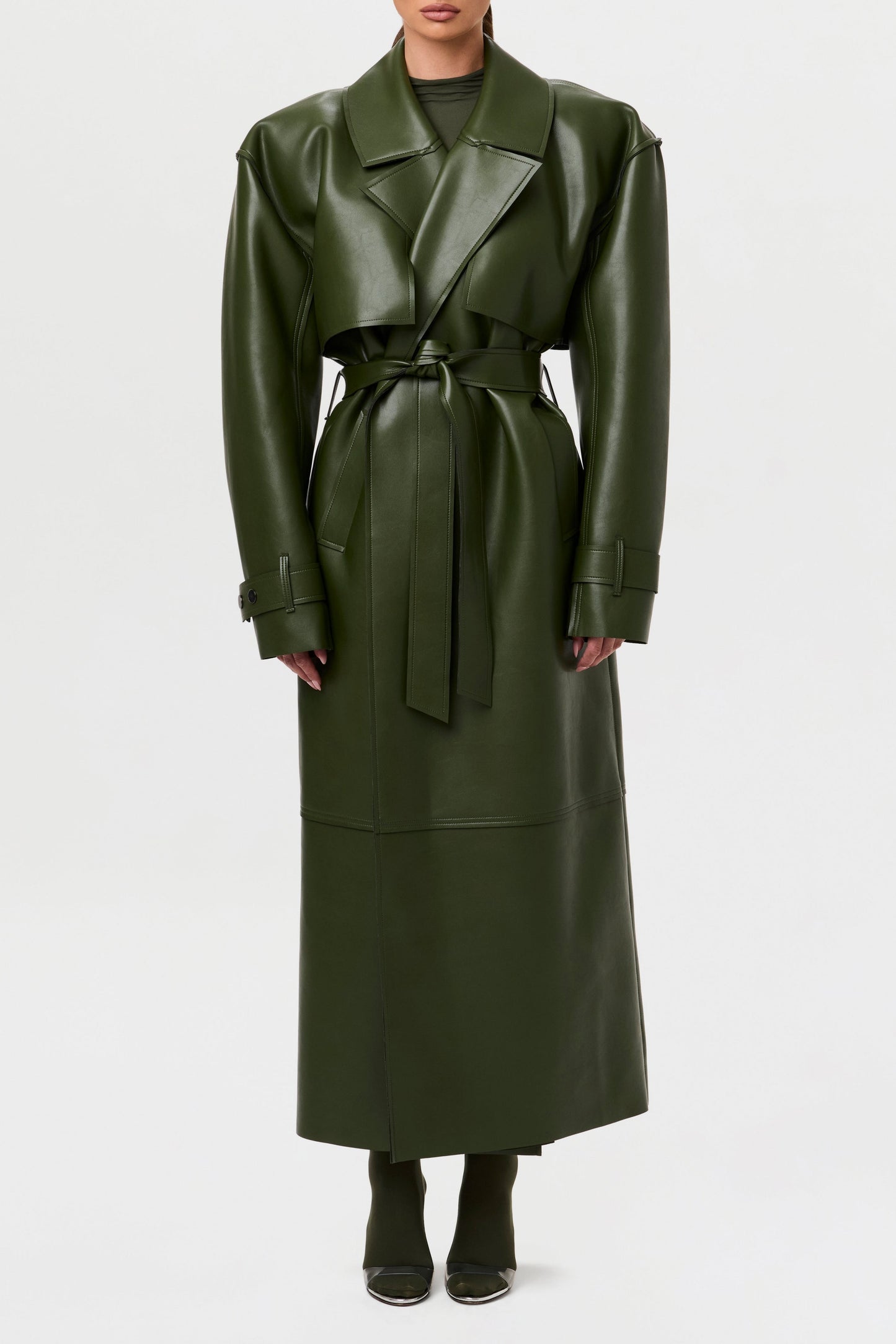 Vegan Leather Trench Coat