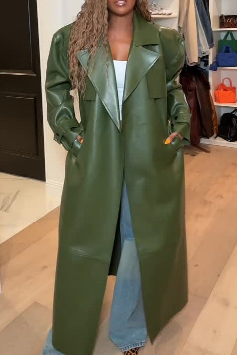 Vegan Leather Trench Coat
