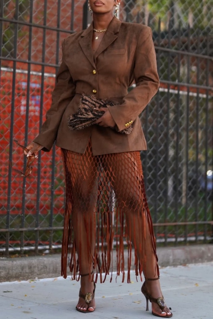 Cinched Blazer - Mahogany