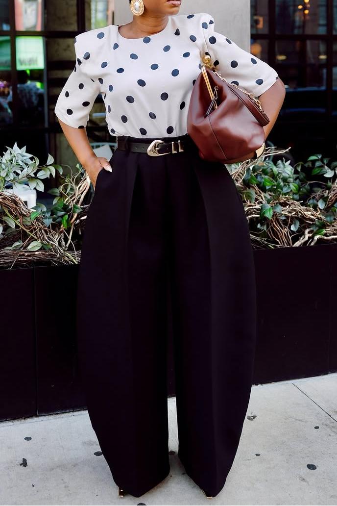 Black Wide-Leg Balloon Trousers