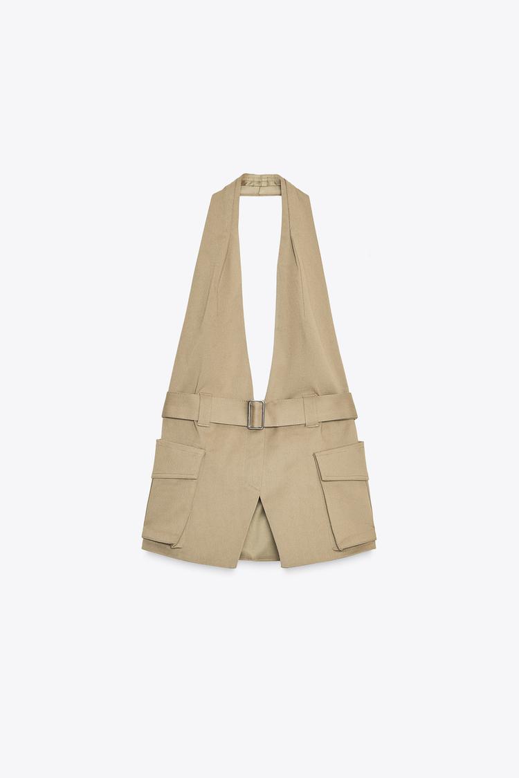 Pocket Halter Top & Pleated Cargo Pants Set