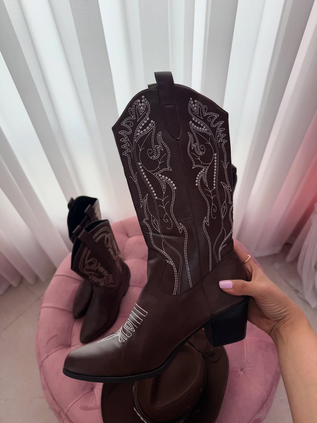 Printed wide-barreled riding boots