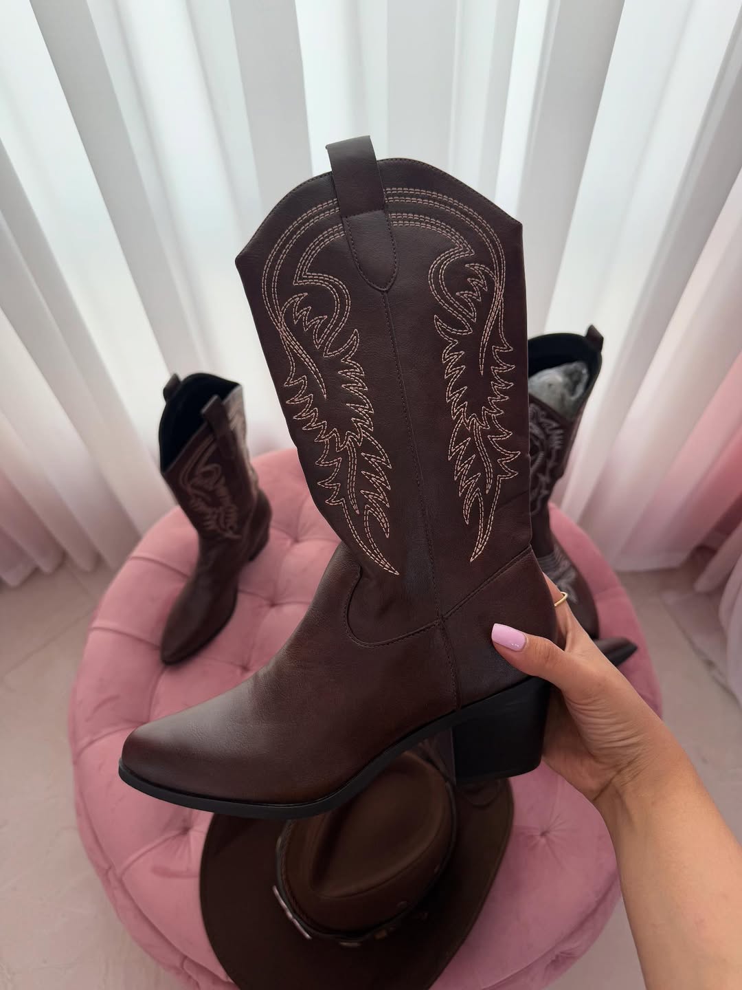 Printed wide-barreled riding boots