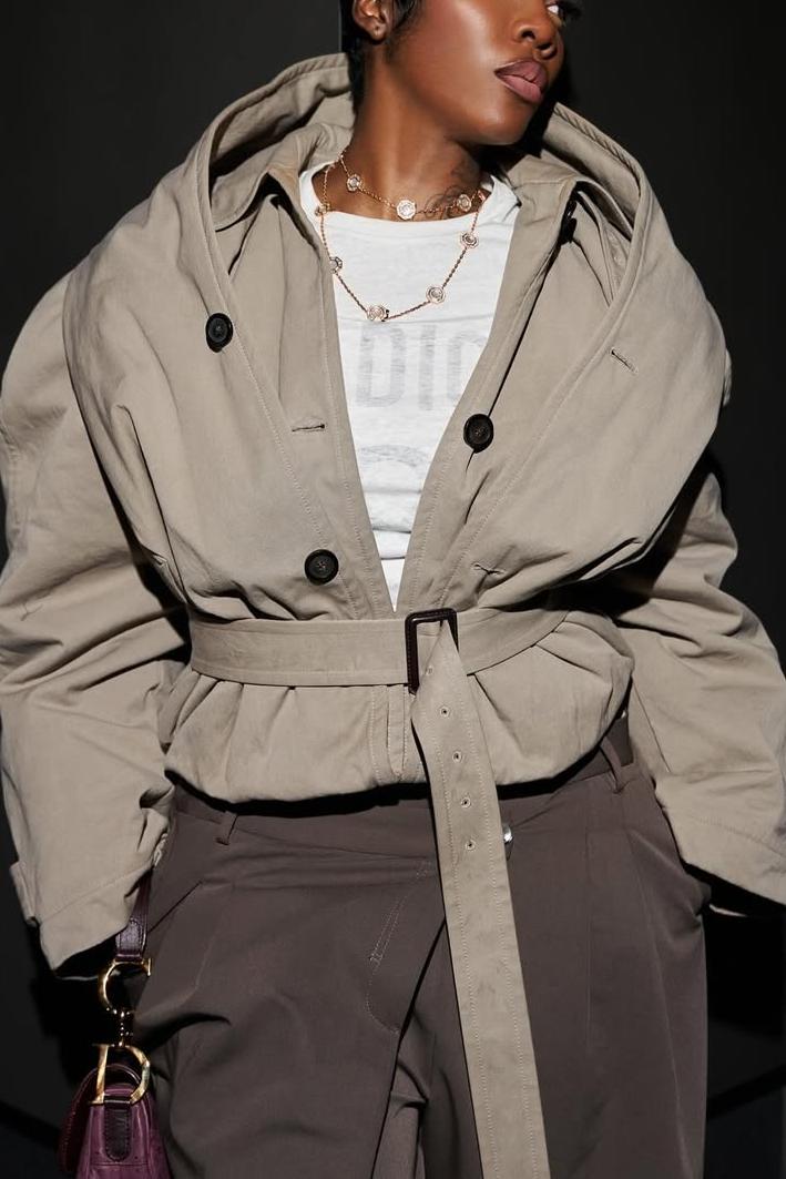 Women's Flipped Hooded Trench in Dark Beige