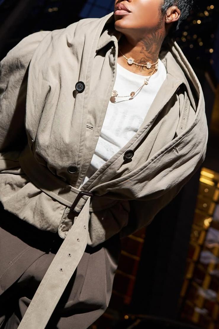 Women's Flipped Hooded Trench in Dark Beige