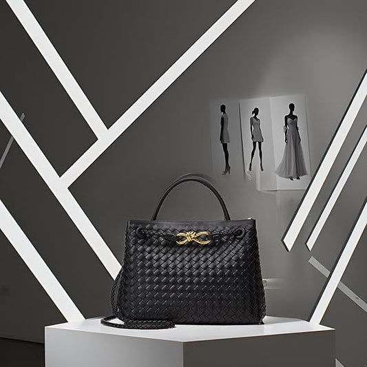 Woven Tote Bag Womens Purse: Vegan Leather Shoulder Handbags