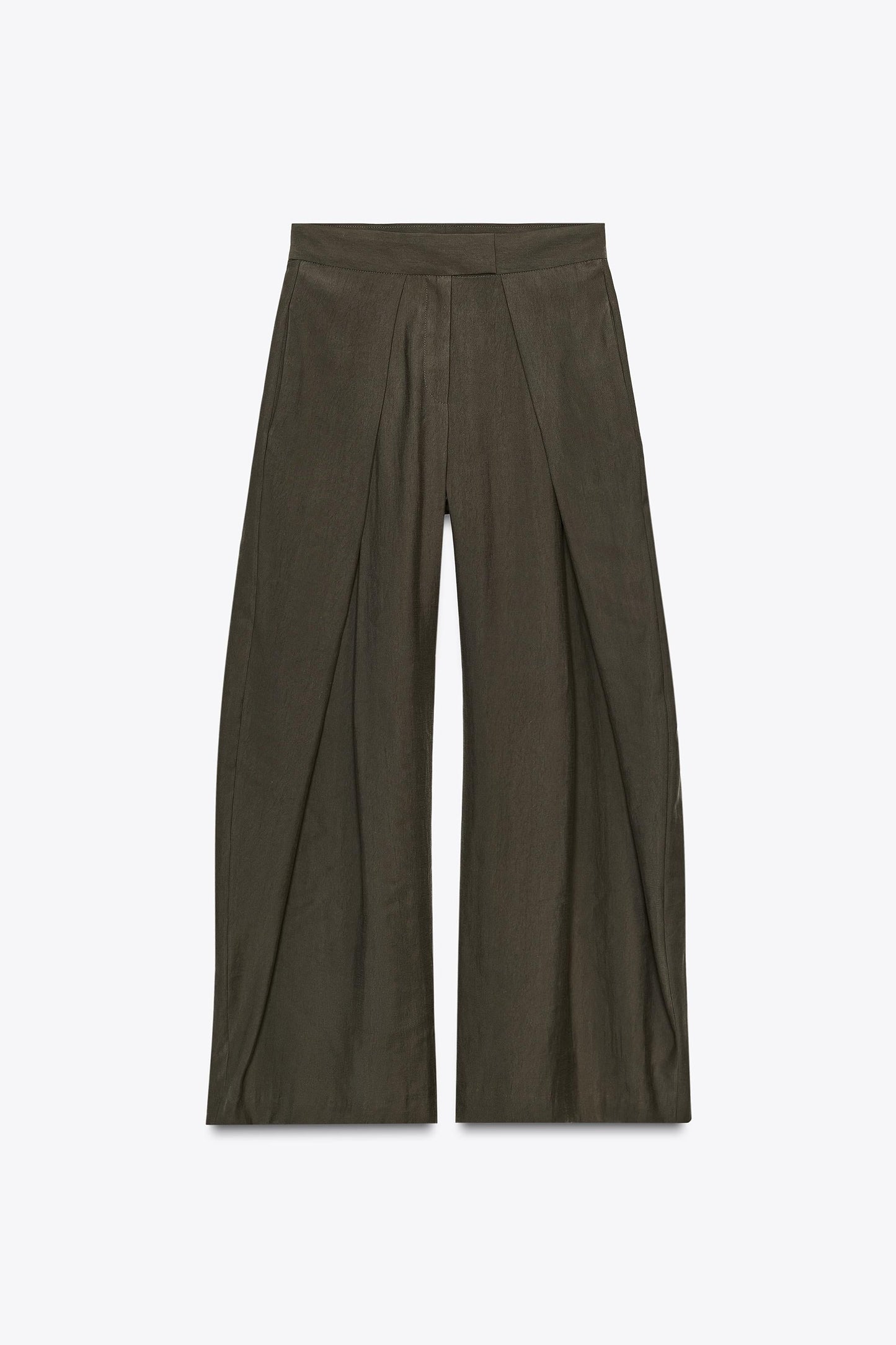 High-Waist Wide-Leg Pleated Trousers