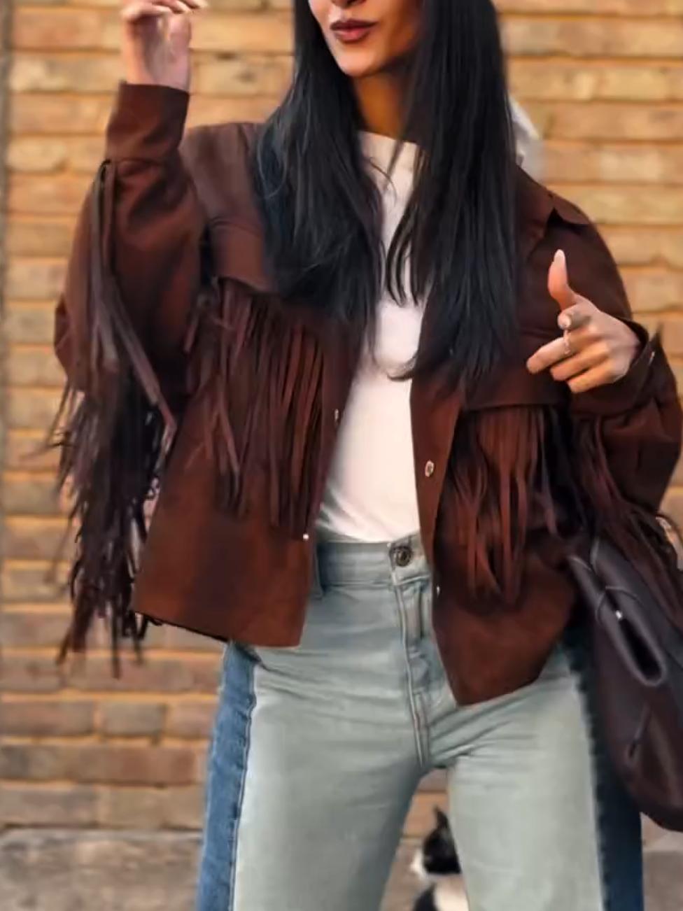 Brown Suede Fringe Jacket