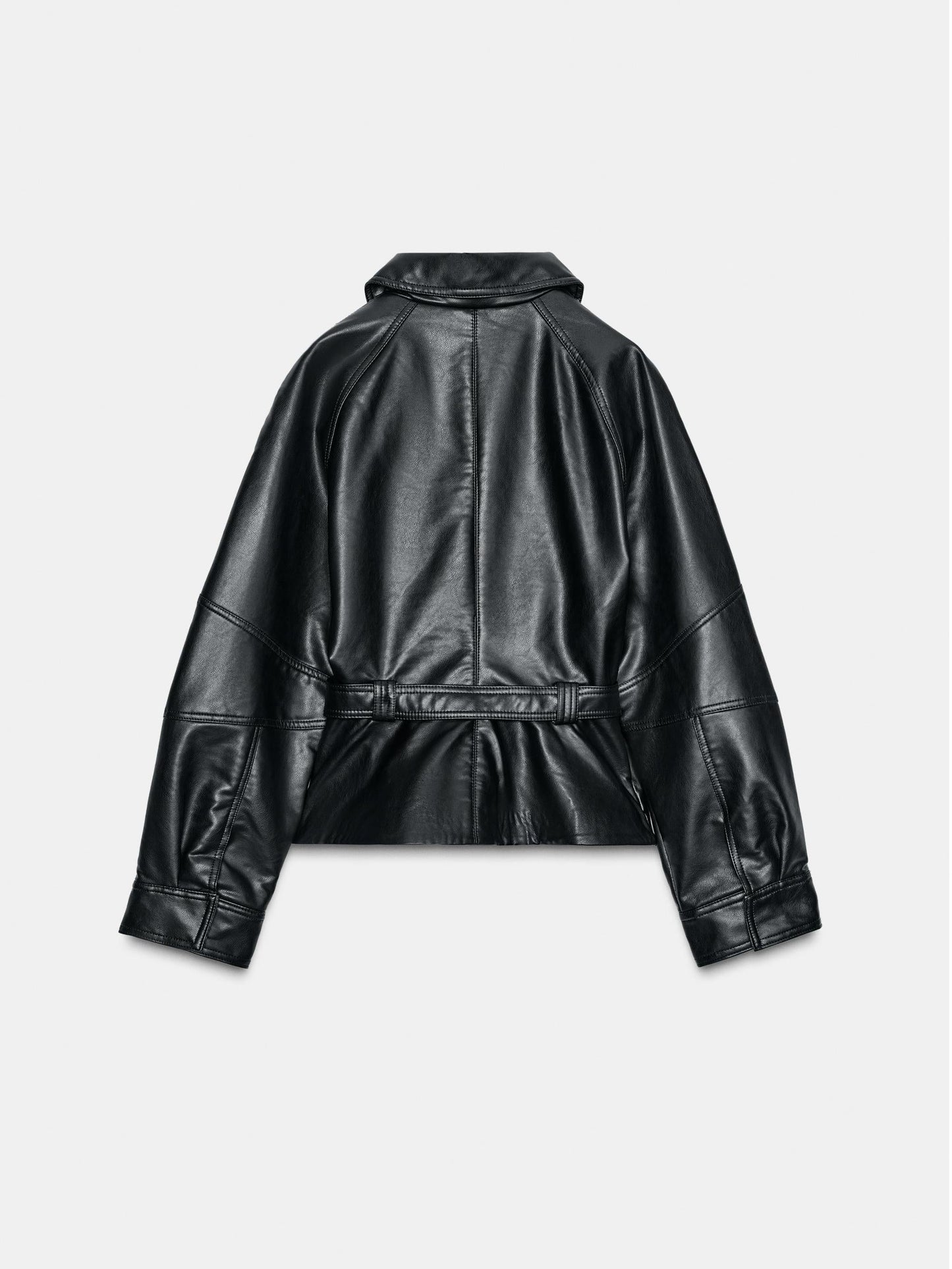 FAUX LEATHER PEPLUM JACKET