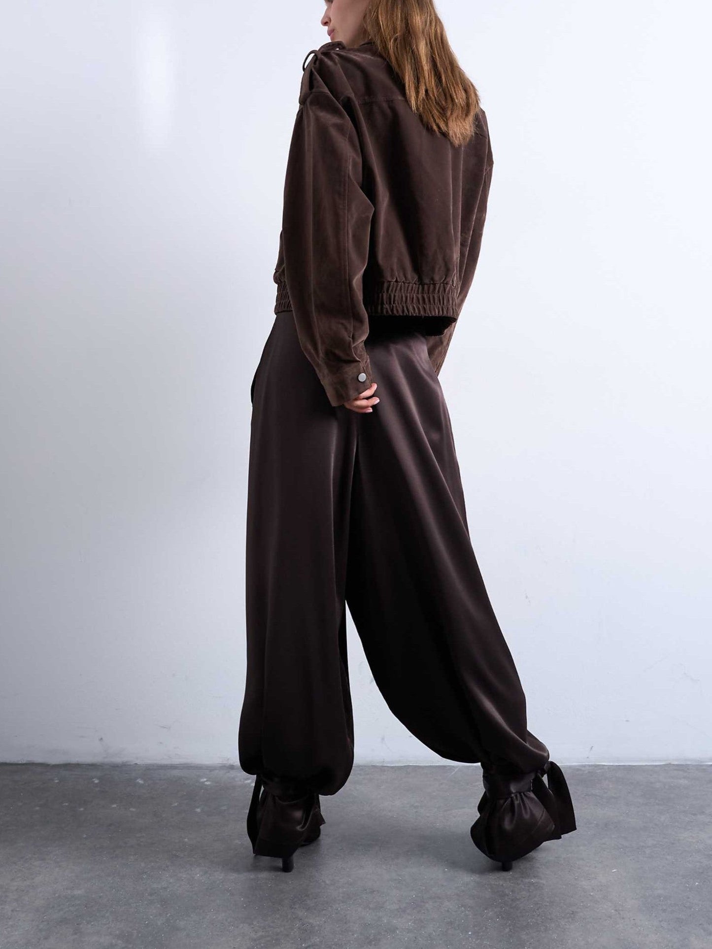 High Waisted Satin Cuffed Balloon Pants