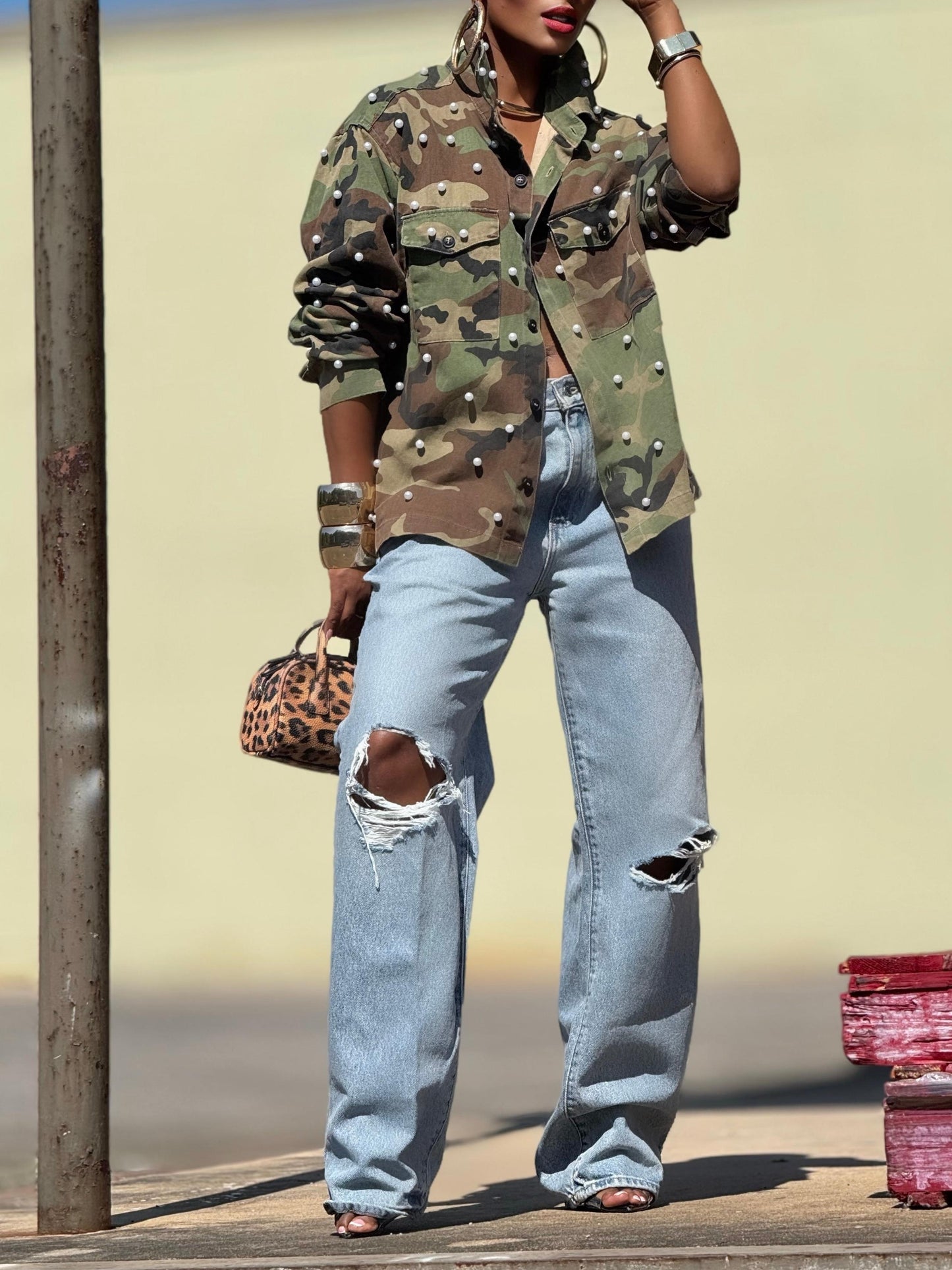 Hampstead Embellished Utility Shirt (Available in 3XL)