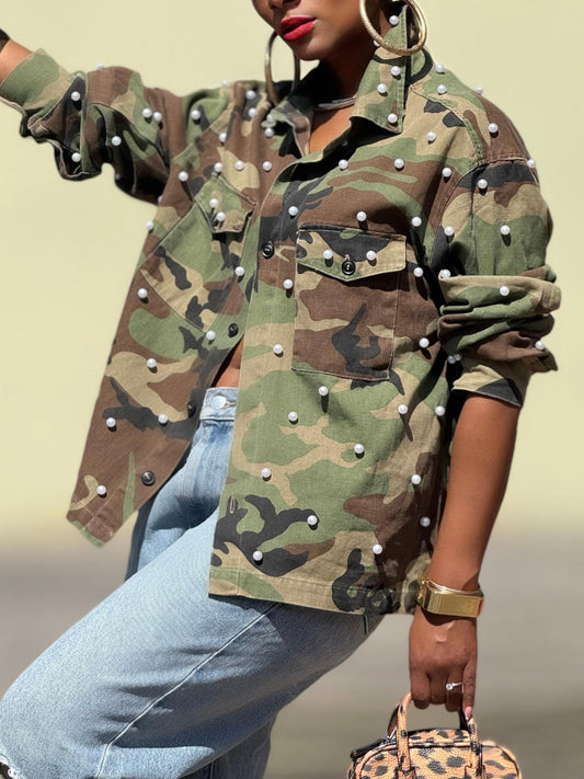 Hampstead Embellished Utility Shirt (Available in 3XL)