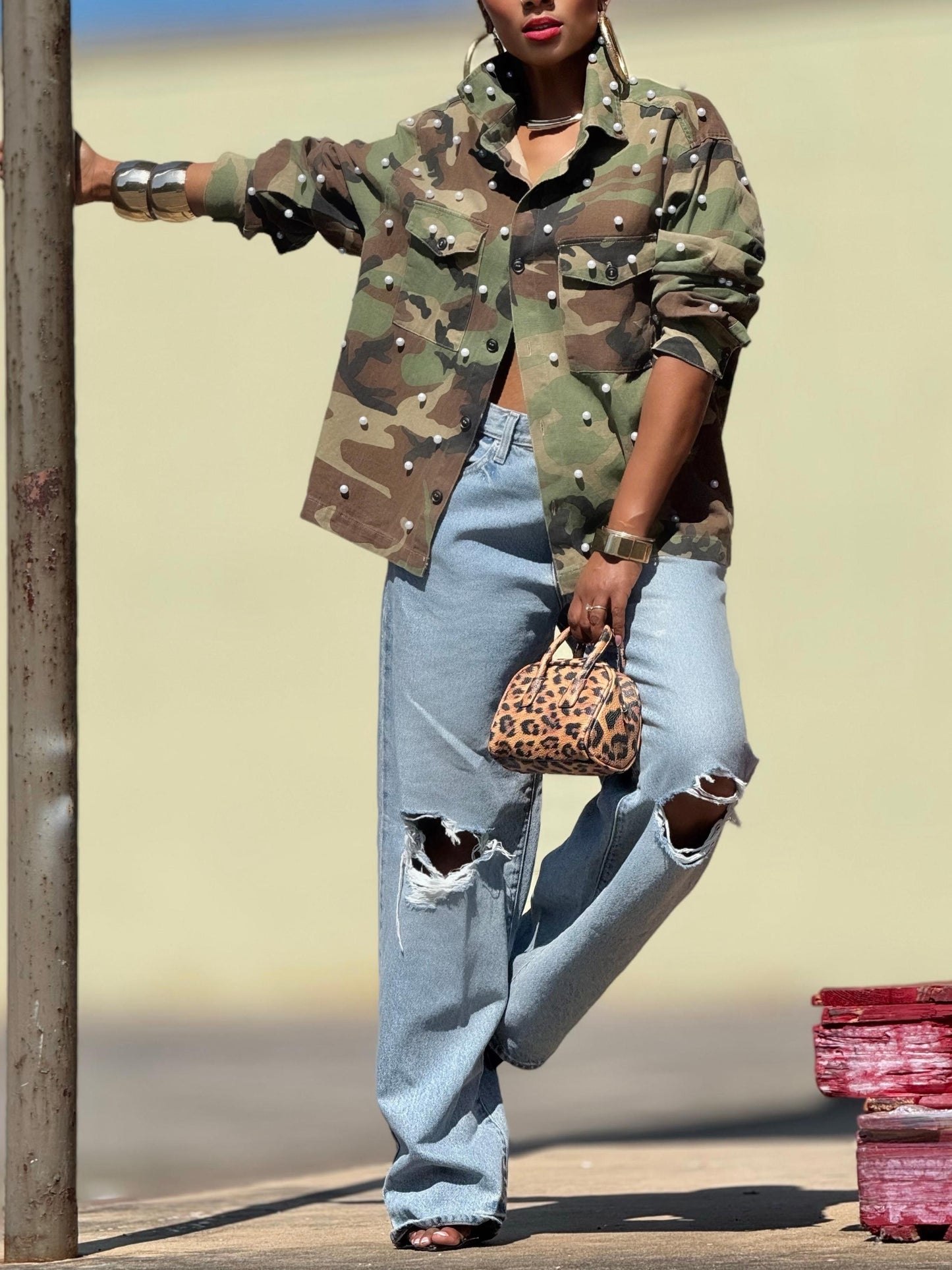 Hampstead Embellished Utility Shirt (Available in 3XL)