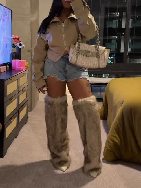 Bone Thigh High Fur Luxe Boot