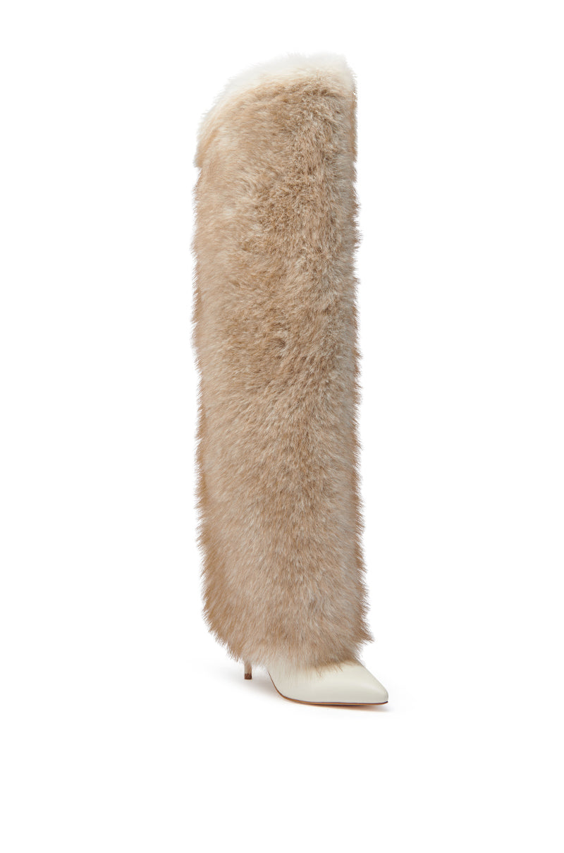 Bone Thigh High Fur Luxe Boot
