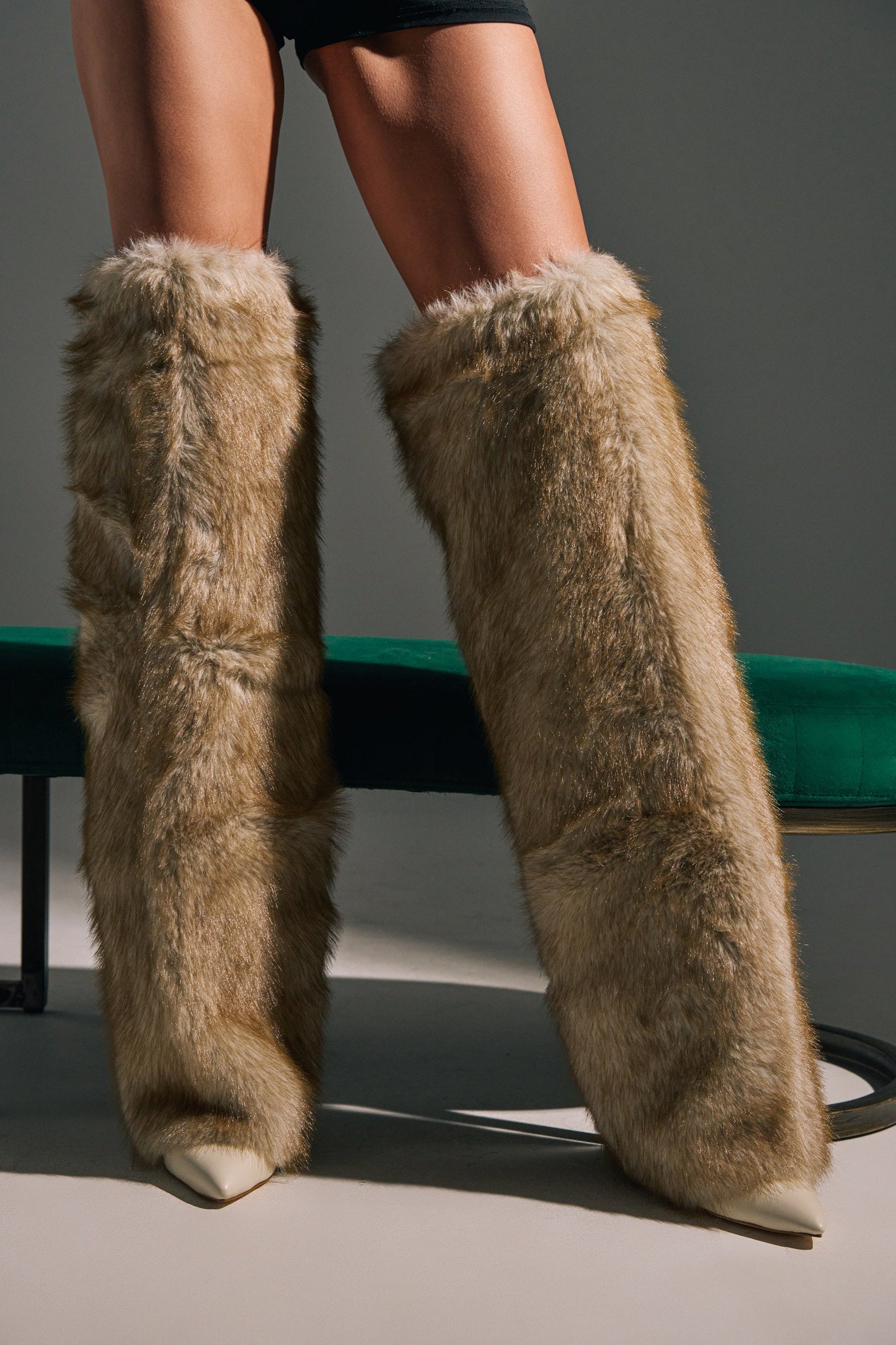 Bone Thigh High Fur Luxe Boot